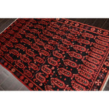 Hand Knotted Black,Coral Wool Traditional Oriental Area Rug (4x6) - 4' 2'' x 6' 6''