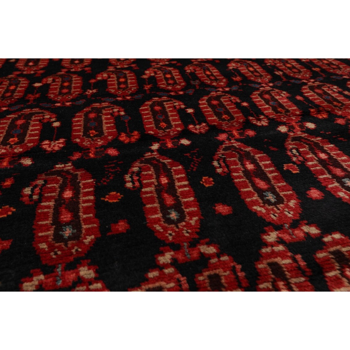 Hand Knotted Black,Coral Wool Traditional Oriental Area Rug (4x6) - 4' 2'' x 6' 6''
