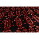 Hand Knotted Black,Coral Wool Traditional Oriental Area Rug (4x6) - 4' 2'' x 6' 6''