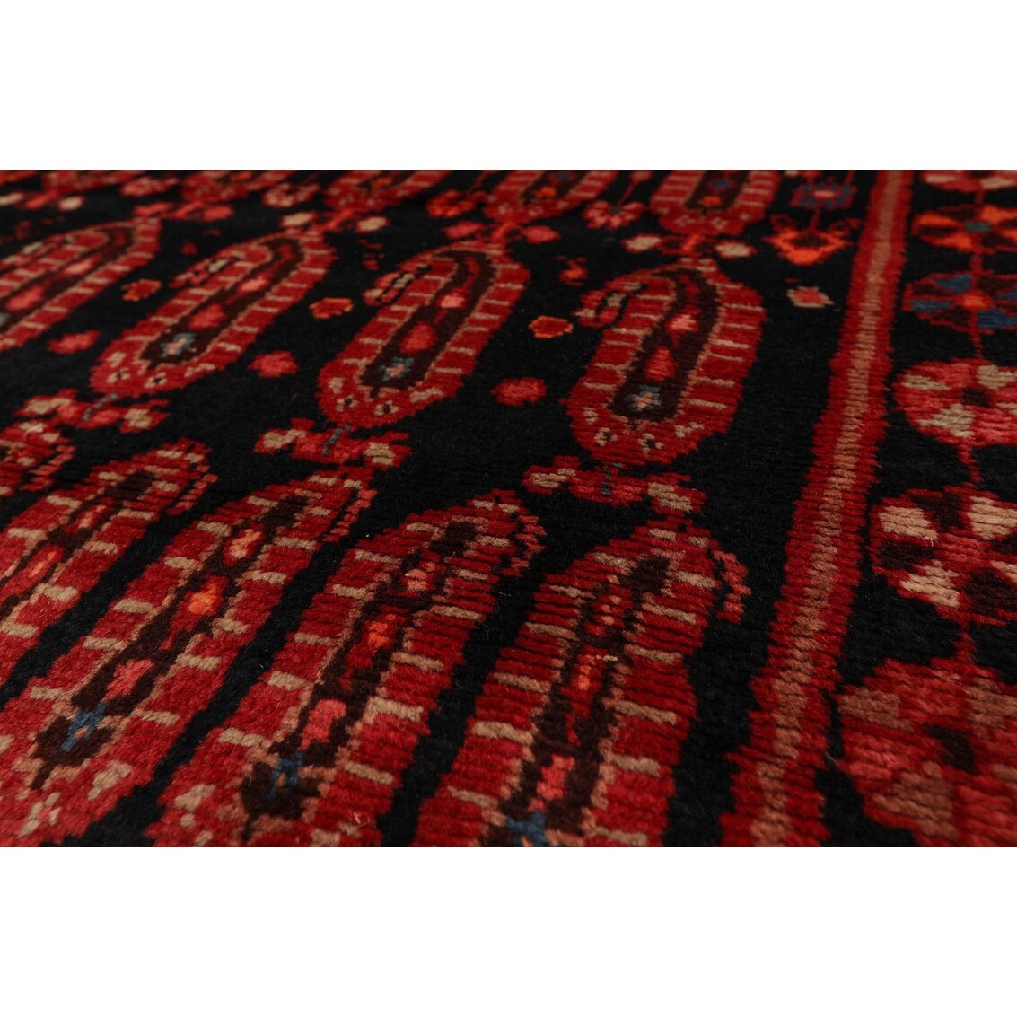 Hand Knotted Black,Coral Wool Traditional Oriental Area Rug (4x6) - 4' 2'' x 6' 6''