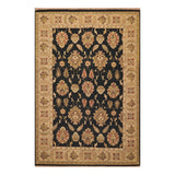 Hand Knotted Black, Tan Wool Traditional Oriental Area Rug (6x9) - 6' 1'' x 9' 2''
