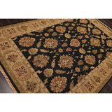 Hand Knotted Black, Tan Wool Traditional Oriental Area Rug (6x9) - 6' 1'' x 9' 2''