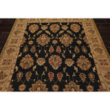 Hand Knotted Black, Tan Wool Traditional Oriental Area Rug (6x9) - 6' 1'' x 9' 2''