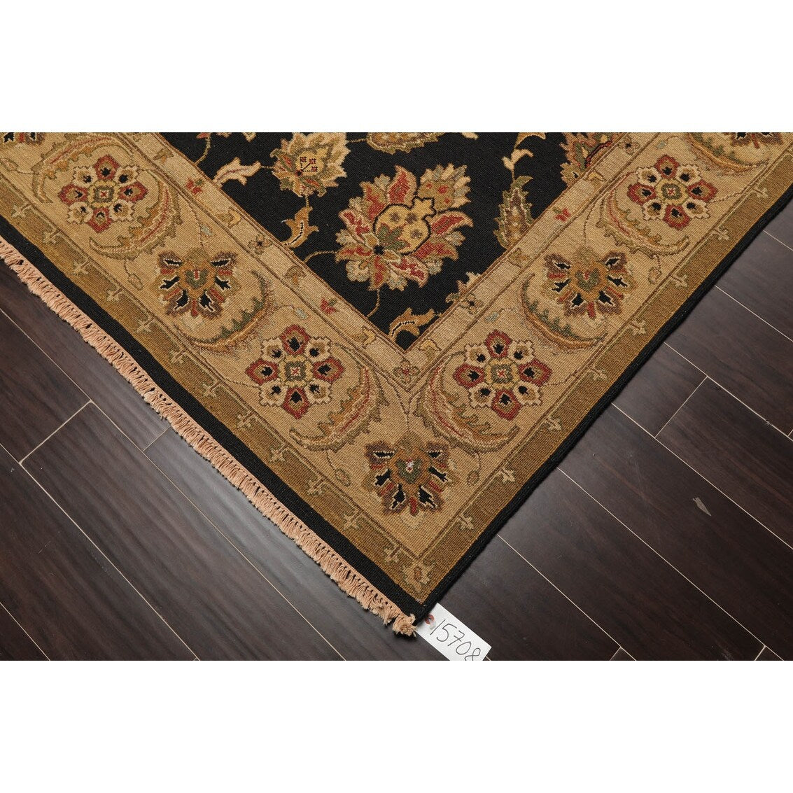Hand Knotted Black, Tan Wool Traditional Oriental Area Rug (6x9) - 6' 1'' x 9' 2''