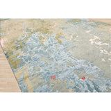 Hand Knotted Blue, Coral Sherpa Wool & Silk Modern Oriental Area Rug - 2' 5'' x 12'