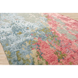 Hand Knotted Blue, Coral Sherpa Wool & Silk Modern Oriental Area Rug - 2' 5'' x 12'