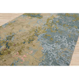 Hand Knotted Blue, Coral Sherpa Wool & Silk Modern Oriental Area Rug - 2' 5'' x 12'