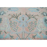 Hand Knotted Blush Turkish Oushak Wool Transitional Oriental Area Rug - 9' 1'' x 11' 10''