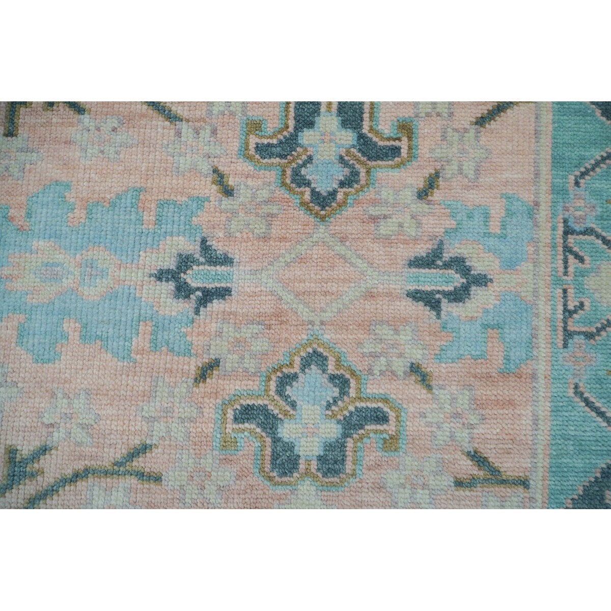 Hand Knotted Blush Turkish Oushak Wool Transitional Oriental Area Rug - 9' 1'' x 11' 10''