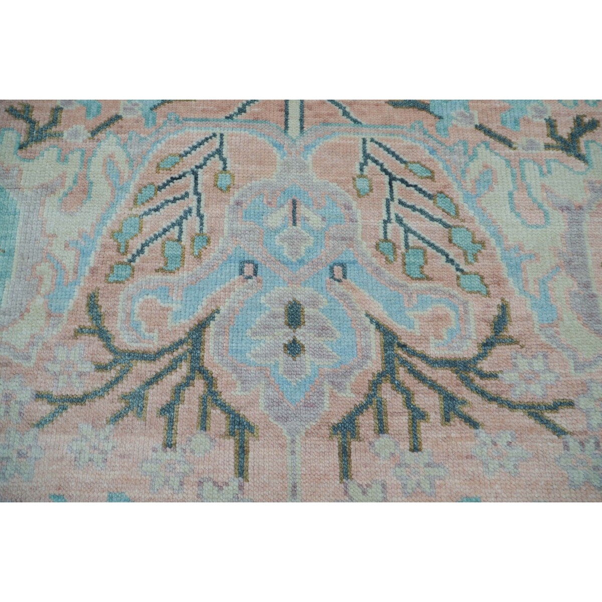 Hand Knotted Blush Turkish Oushak Wool Transitional Oriental Area Rug - 9' 1'' x 11' 10''