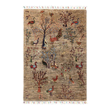 Hand Knotted Bohemian Tribal Wool Brown Area Rug - 3' 5" x 4' 11"