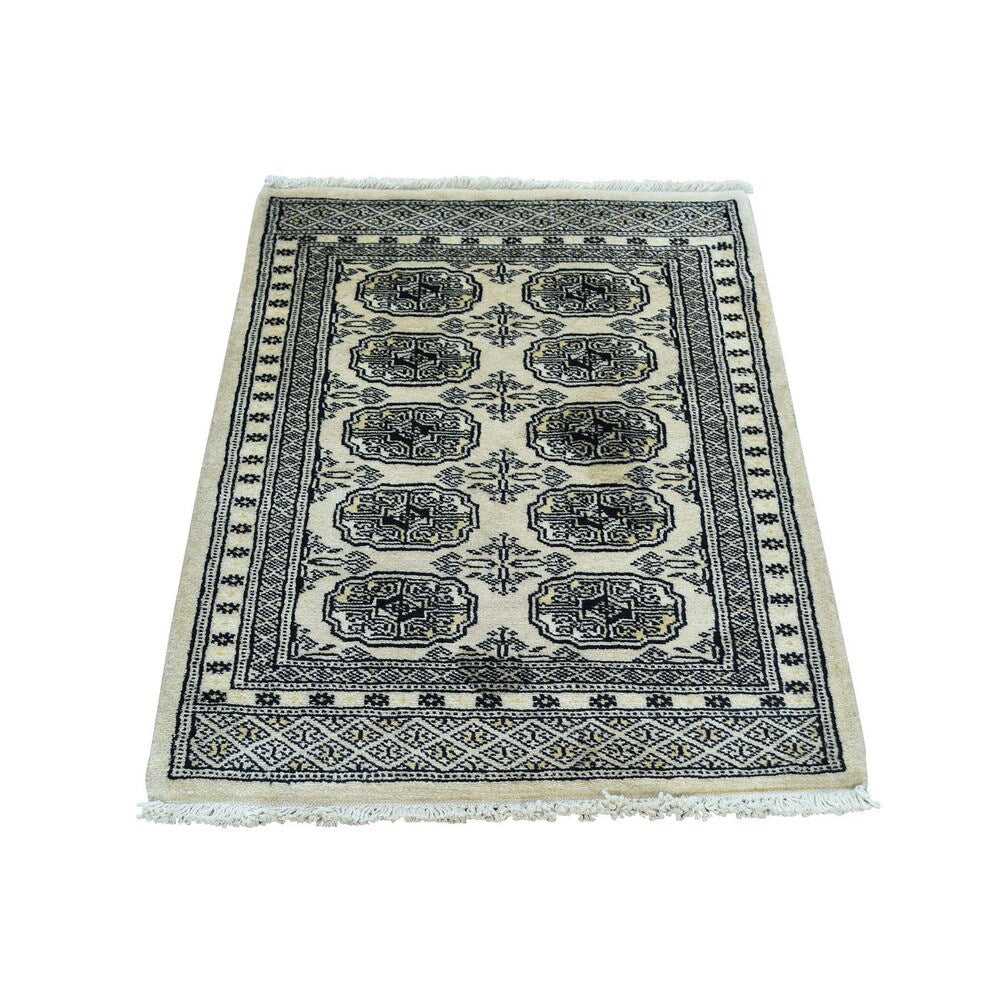 Hand-Knotted Bokara Elephant Feet Design Fine Wool Rug (2'2x3'1)