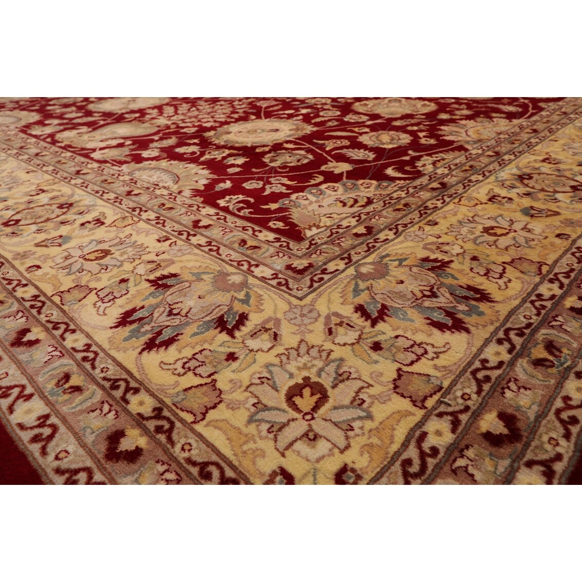 Hand Knotted Burgundy,Beige Persian Wool Oriental Area Rug (9x12) - 9' 1'' x 12' 7''