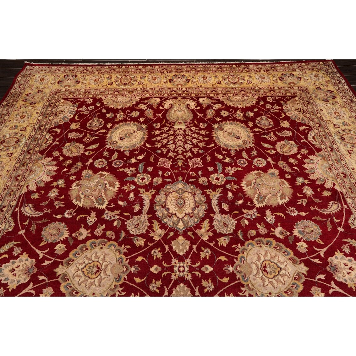 Hand Knotted Burgundy,Beige Persian Wool Oriental Area Rug (9x12) - 9' 1'' x 12' 7''