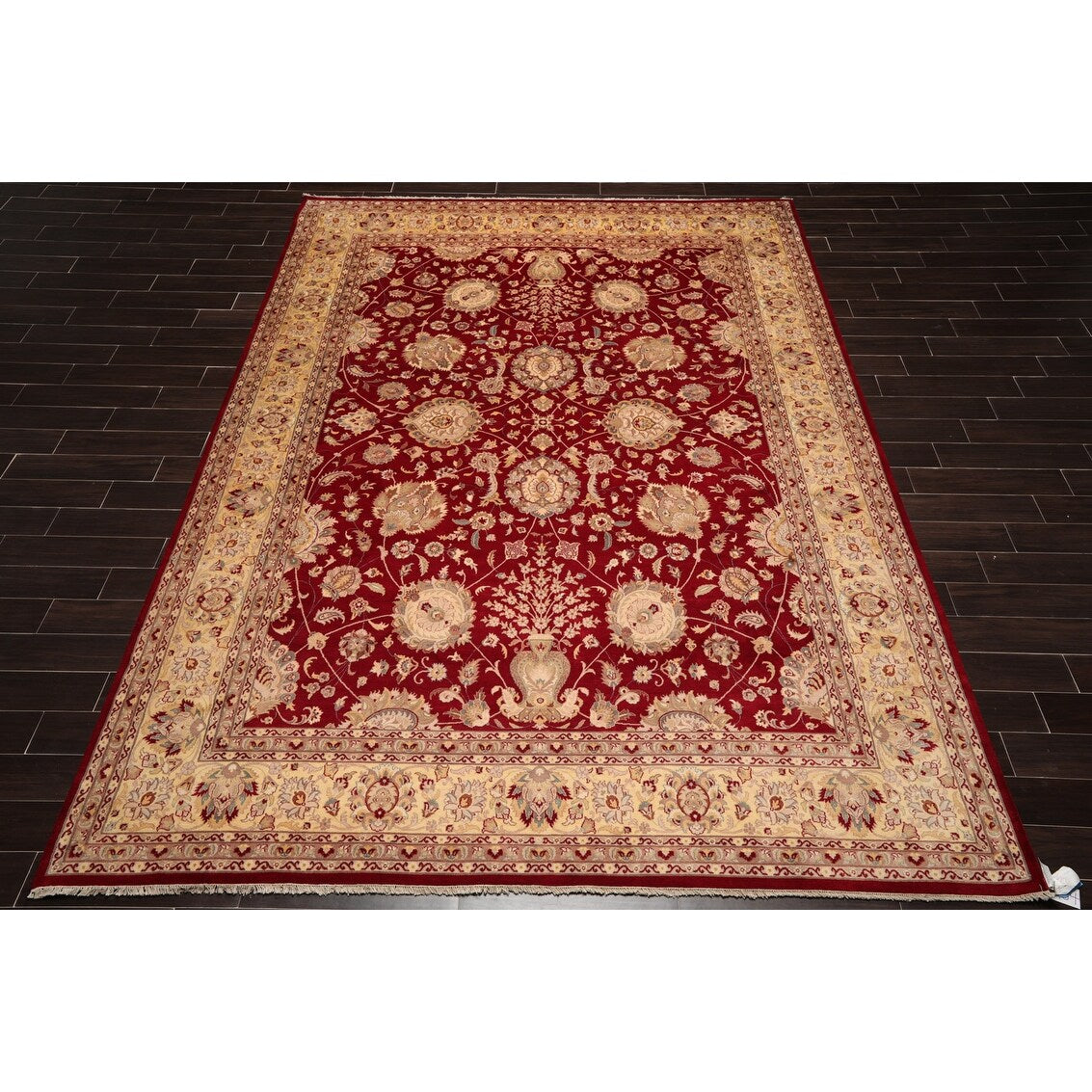 Hand Knotted Burgundy,Beige Persian Wool Oriental Area Rug (9x12) - 9' 1'' x 12' 7''