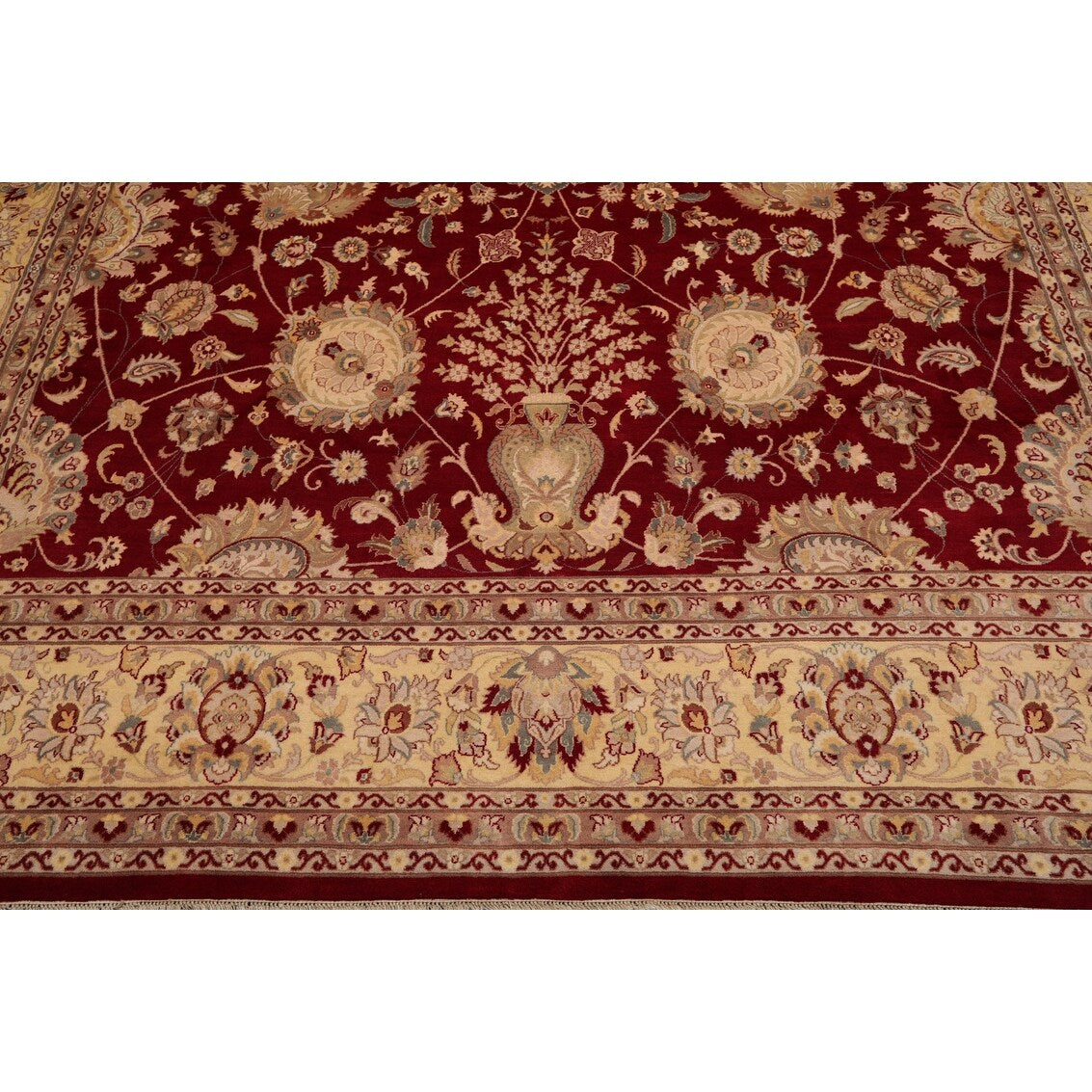 Hand Knotted Burgundy,Beige Persian Wool Oriental Area Rug (9x12) - 9' 1'' x 12' 7''