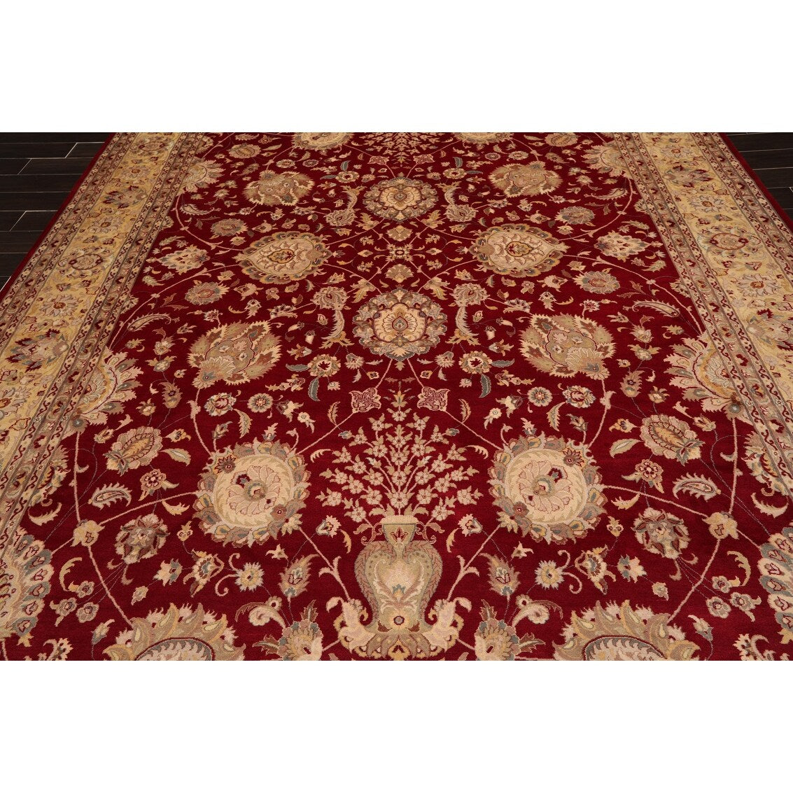 Hand Knotted Burgundy,Beige Persian Wool Oriental Area Rug (9x12) - 9' 1'' x 12' 7''
