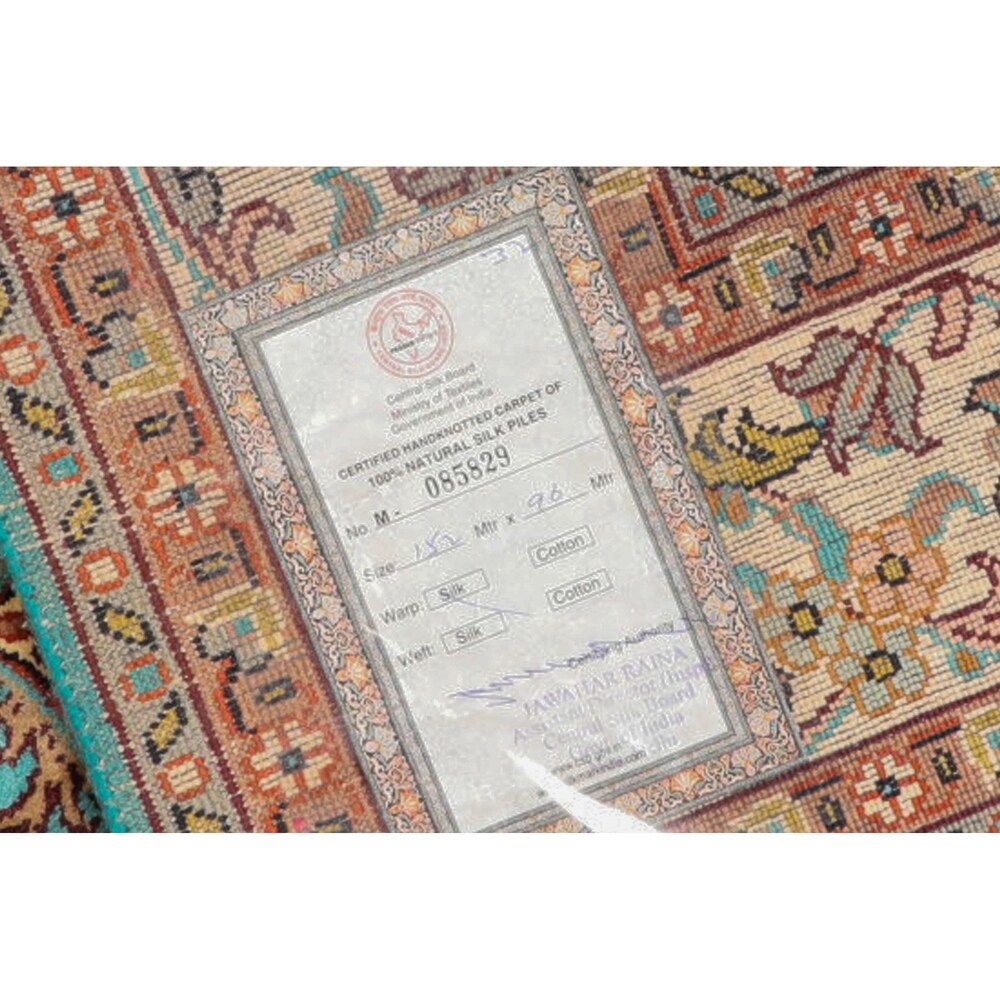 Hand Knotted Certified Silk 340-400 KPSI Persian Oriental Area Rug (3'2"x5')