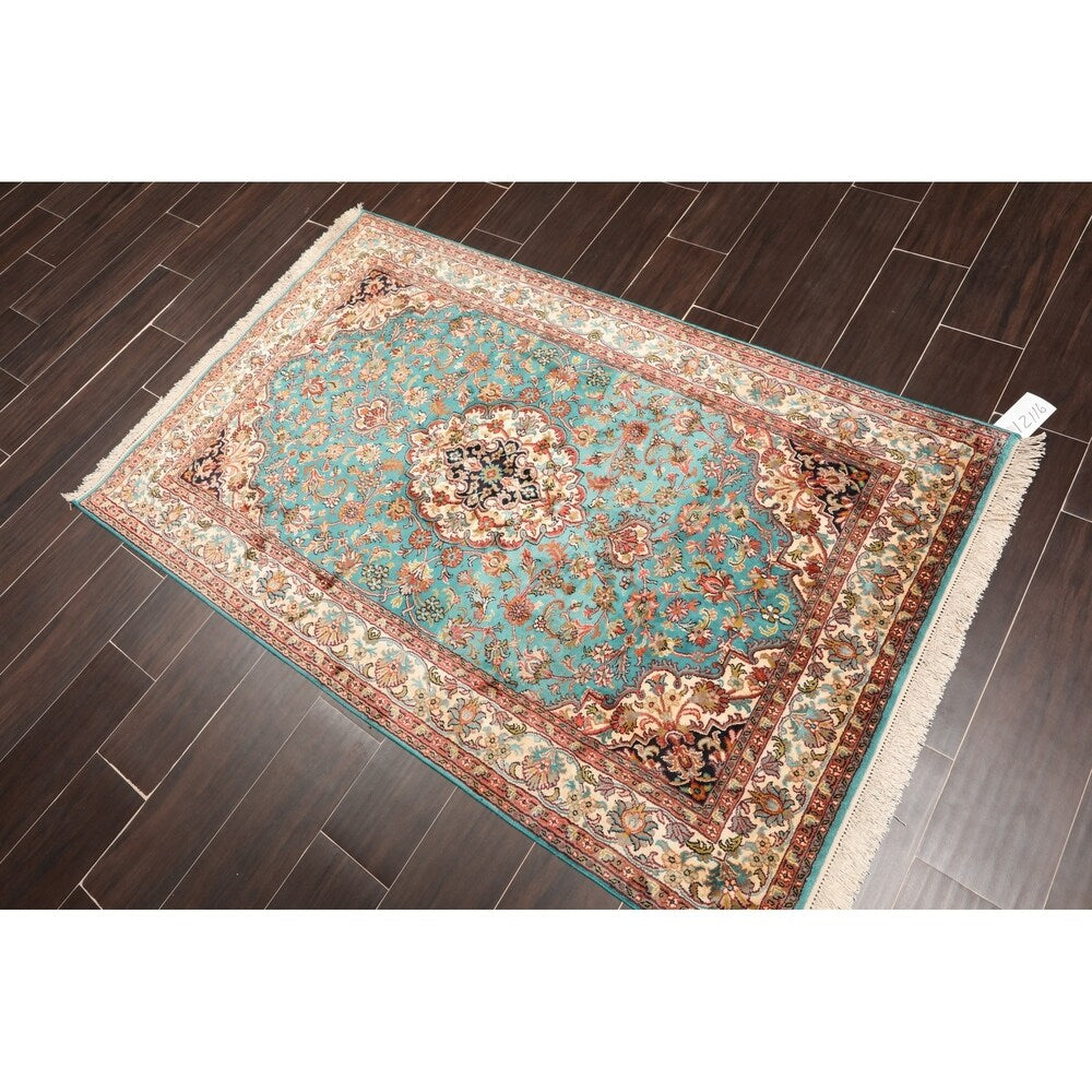 Hand Knotted Certified Silk 340-400 KPSI Persian Oriental Area Rug (3'2"x5')
