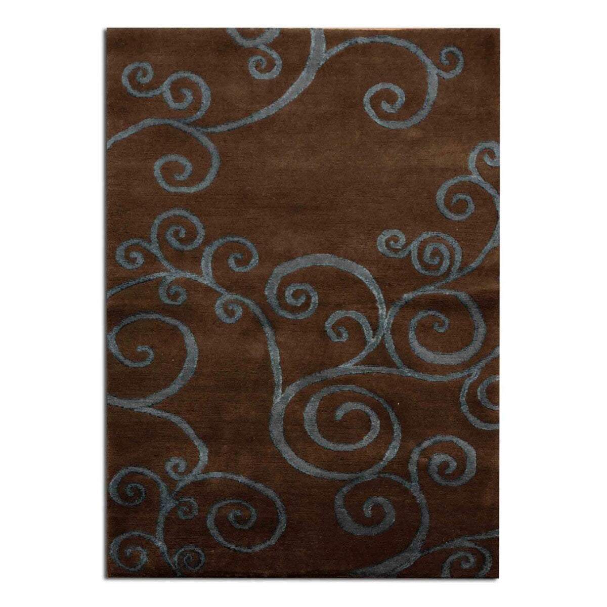 Hand Knotted Chocolate,Blue, Multi Tufenkian Tibetan Wool and Silk Traditional Oriental Area Rug (3x5) - 3' x 5'