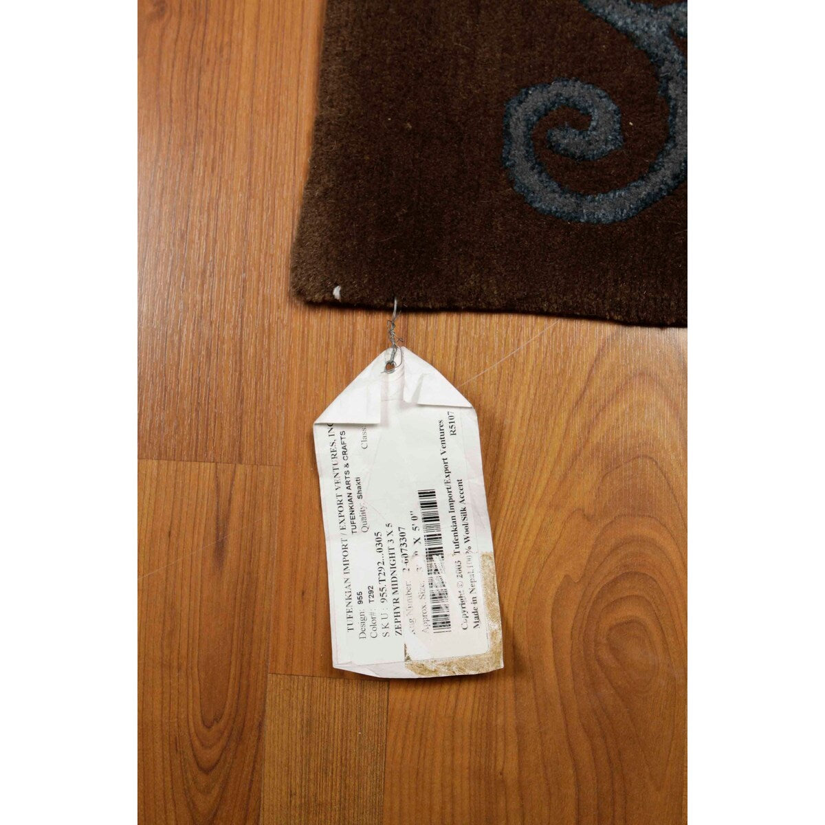 Hand Knotted Chocolate,Blue, Multi Tufenkian Tibetan Wool and Silk Traditional Oriental Area Rug (3x5) - 3' x 5'