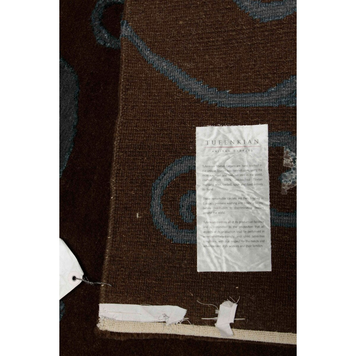 Hand Knotted Chocolate,Blue, Multi Tufenkian Tibetan Wool and Silk Traditional Oriental Area Rug (3x5) - 3' x 5'