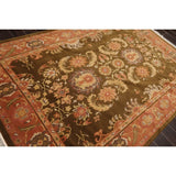 Hand Knotted Classic European Olive,Rose Tibetan Wool Traditional Oriental Area Rug (6x9) - 5' 10'' x 8' 9''