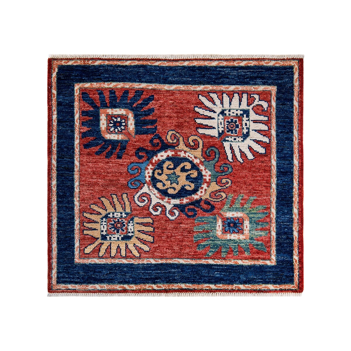 Hand Knotted Contemporary Ikat Wool Area Rug - 4' 9" x 5' 2"