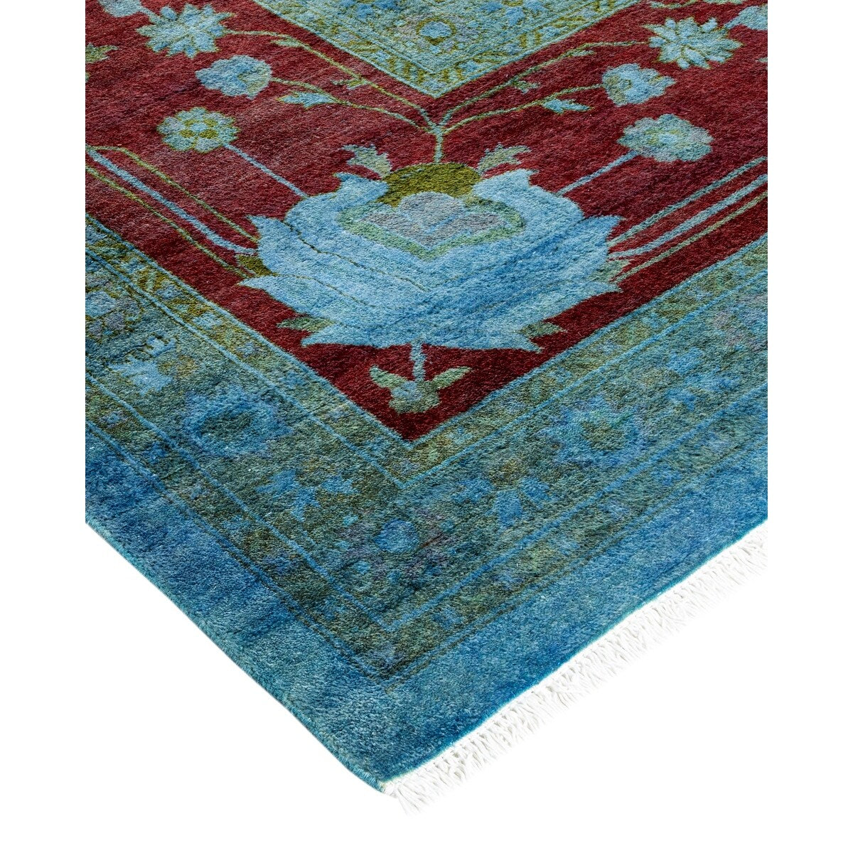Hand Knotted Contemporary Overdyed Wool Light Blue Area Rug - 10' 1" x 14' 0"