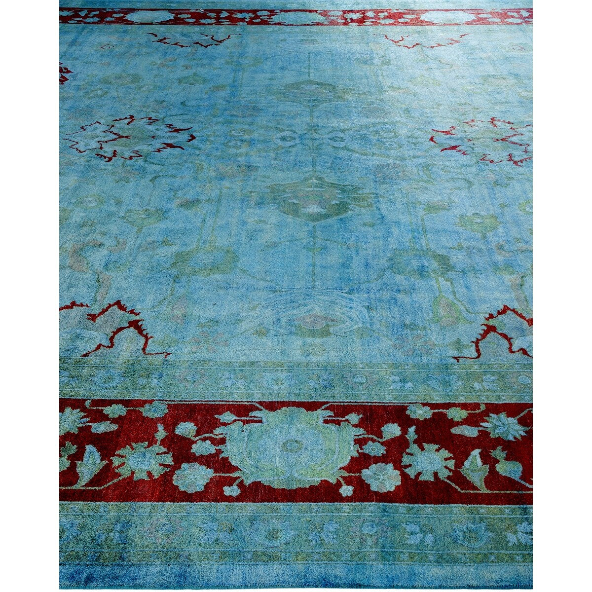 Hand Knotted Contemporary Overdyed Wool Light Blue Area Rug - 10' 1" x 14' 0"