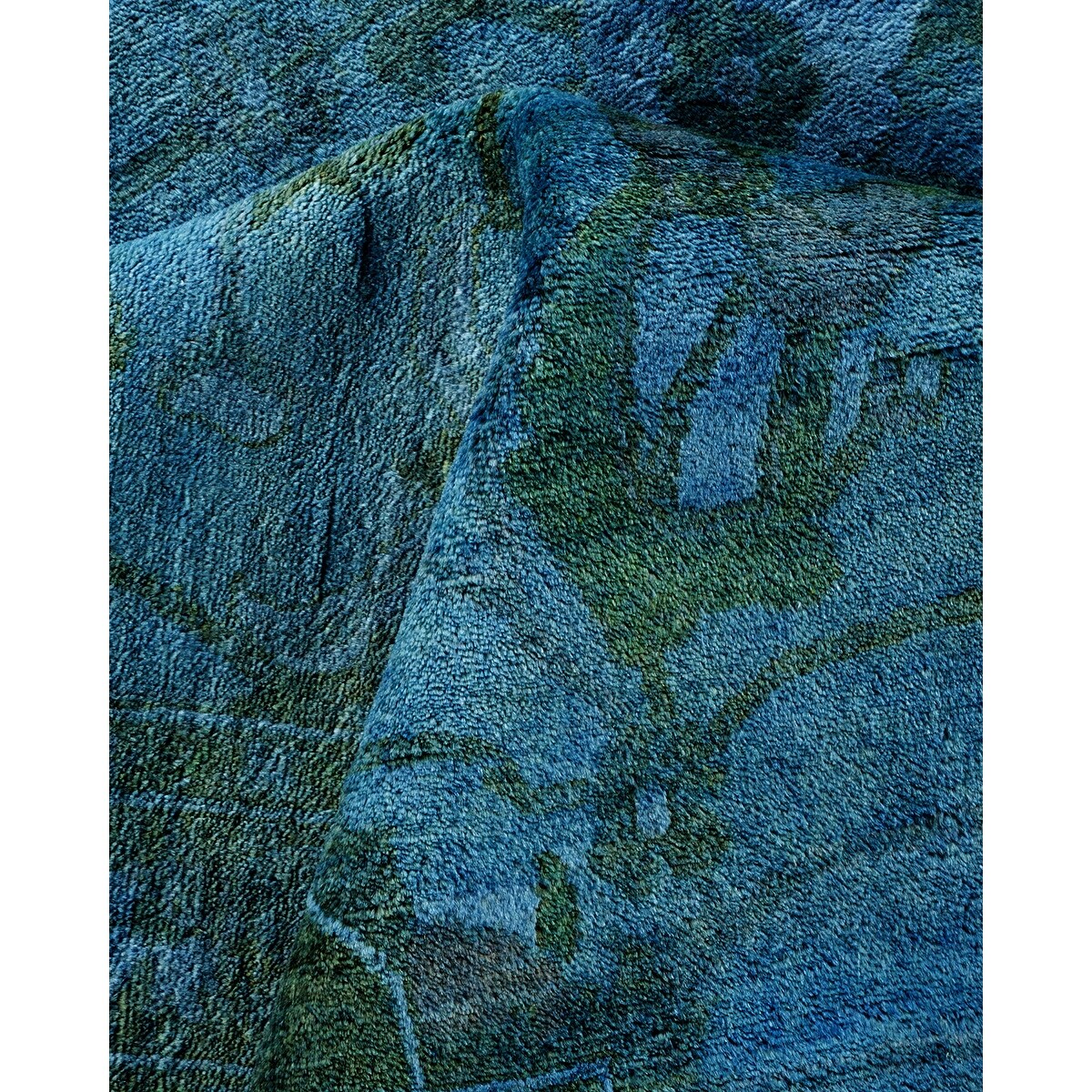 Hand Knotted Contemporary Overdyed Wool Light Blue Area Rug - 10' 1" x 14' 0"