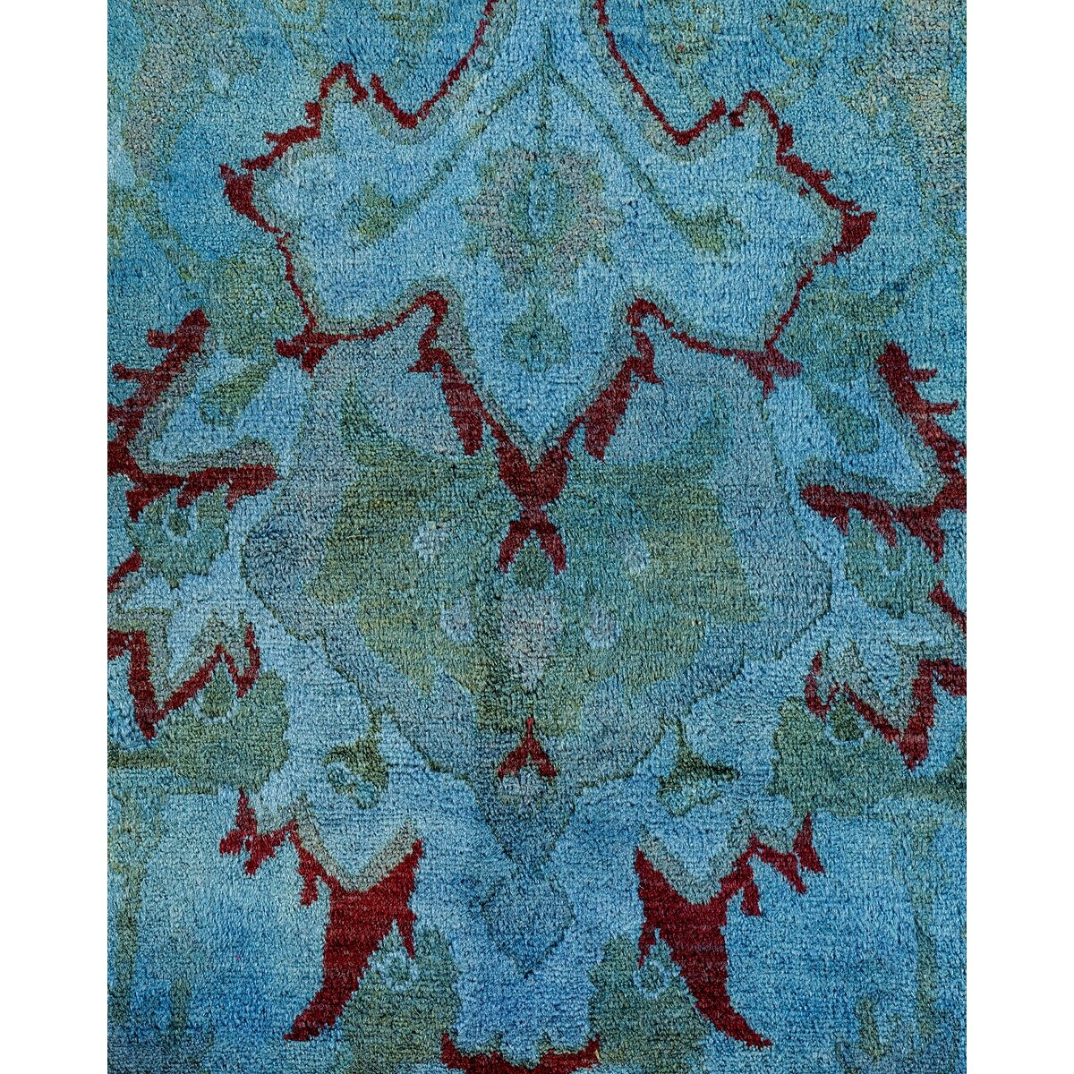 Hand Knotted Contemporary Overdyed Wool Light Blue Area Rug - 10' 1" x 14' 0"