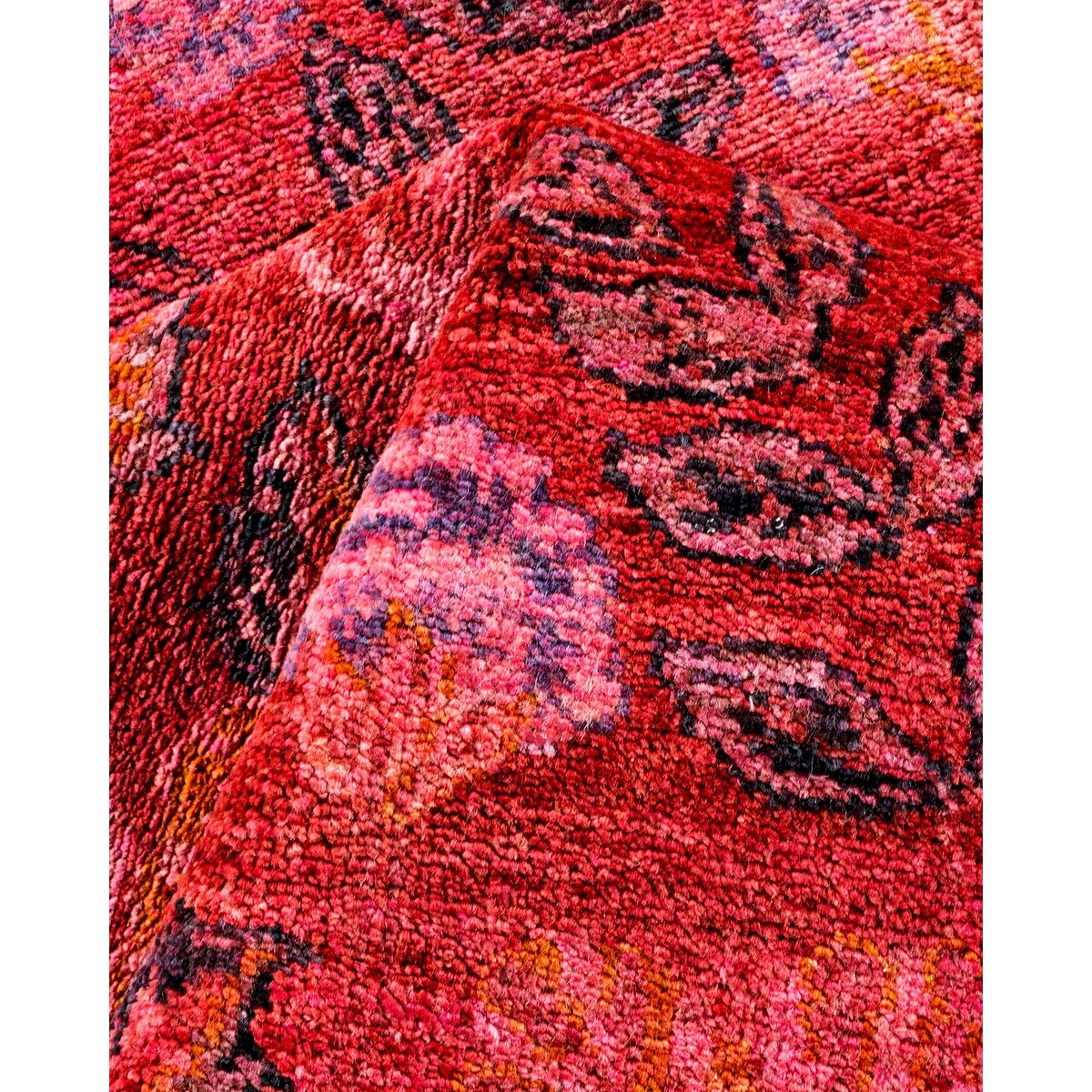 Hand Knotted Contemporary Overdyed Wool Orange Area Rug - 3' 10" x 11' 9"