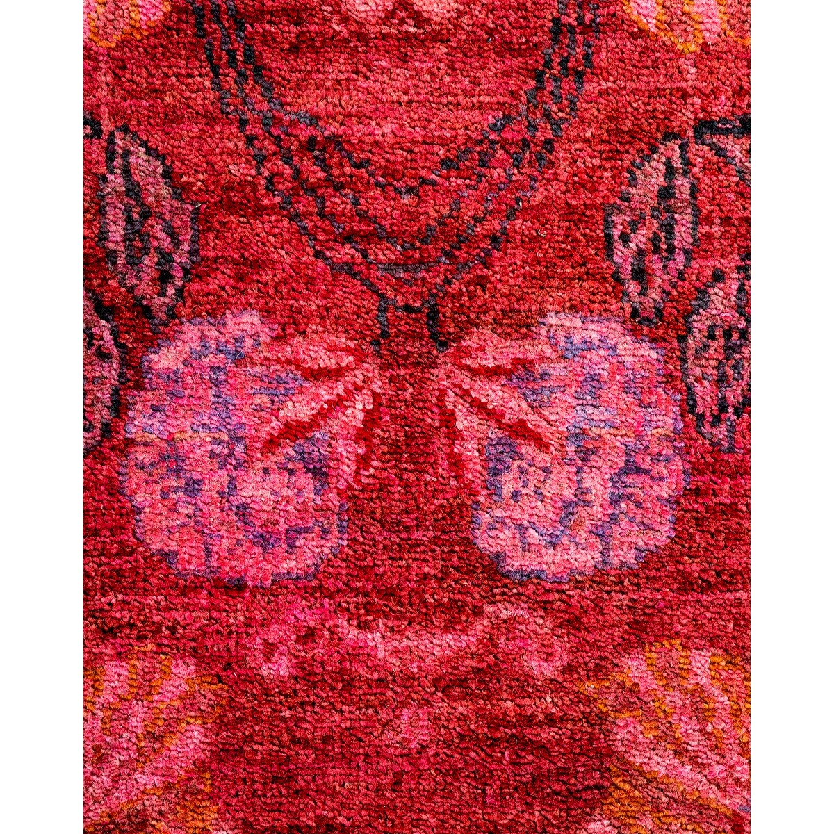 Hand Knotted Contemporary Overdyed Wool Orange Area Rug - 3' 10" x 11' 9"