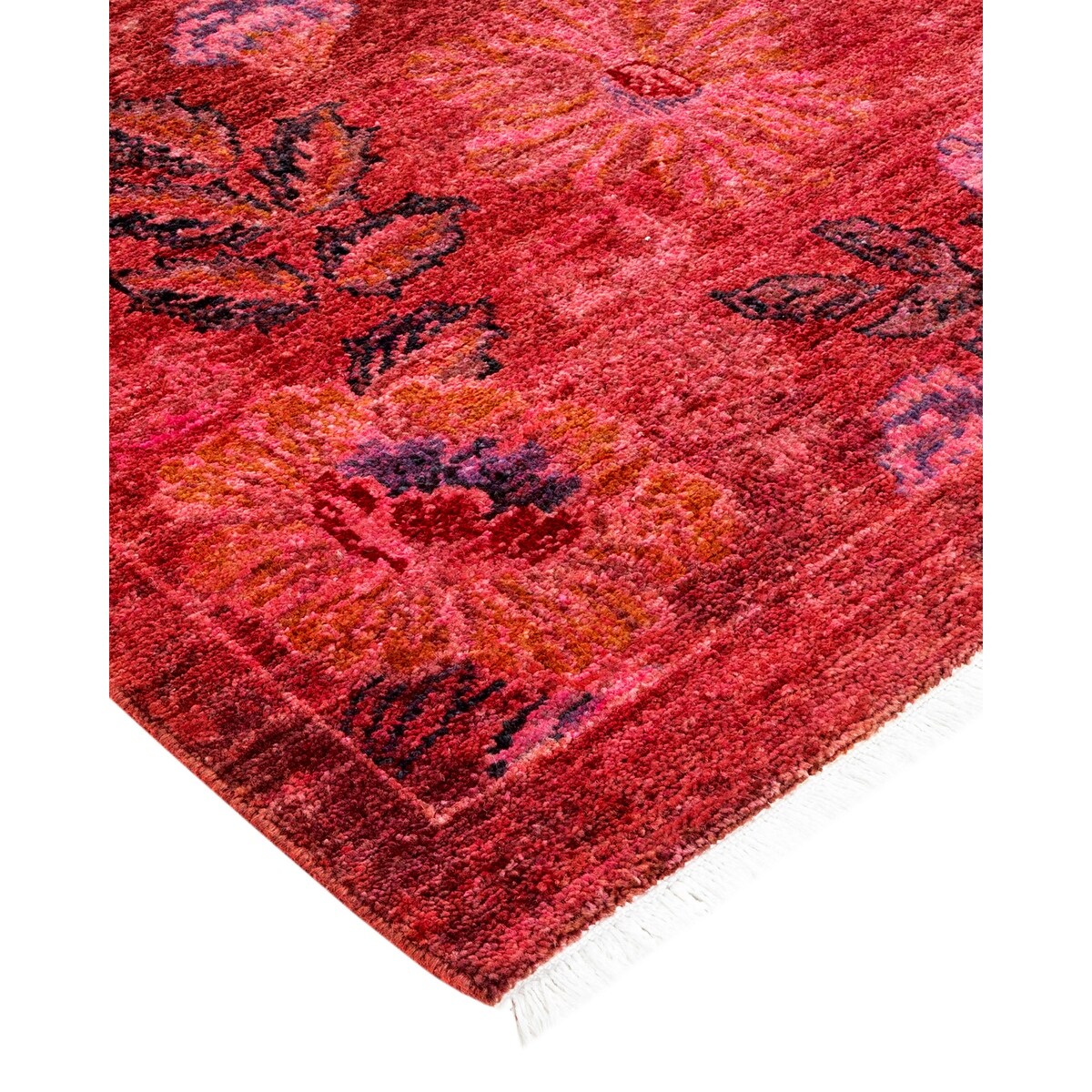 Hand Knotted Contemporary Overdyed Wool Orange Area Rug - 3' 10" x 11' 9"