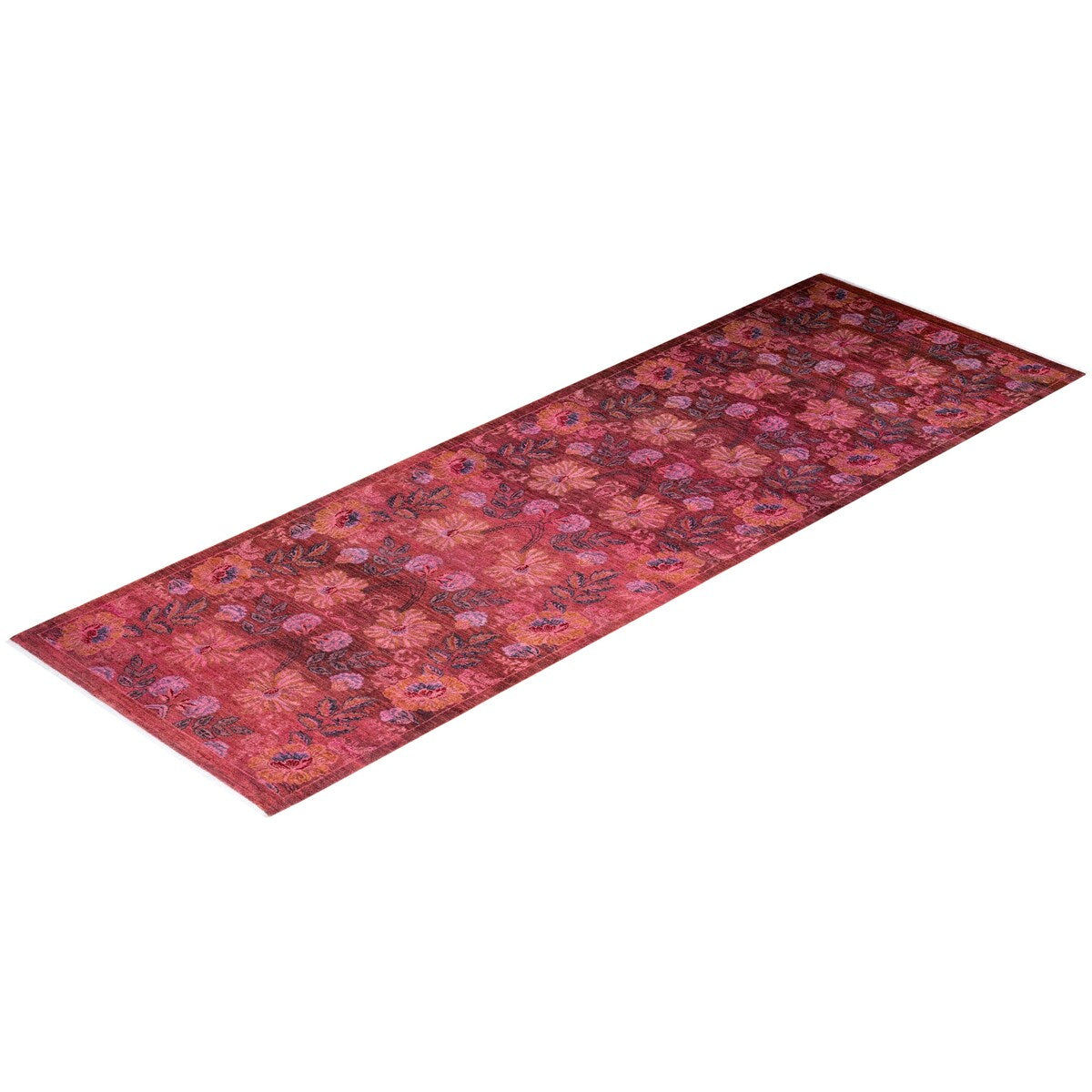 Hand Knotted Contemporary Overdyed Wool Orange Area Rug - 3' 10" x 11' 9"