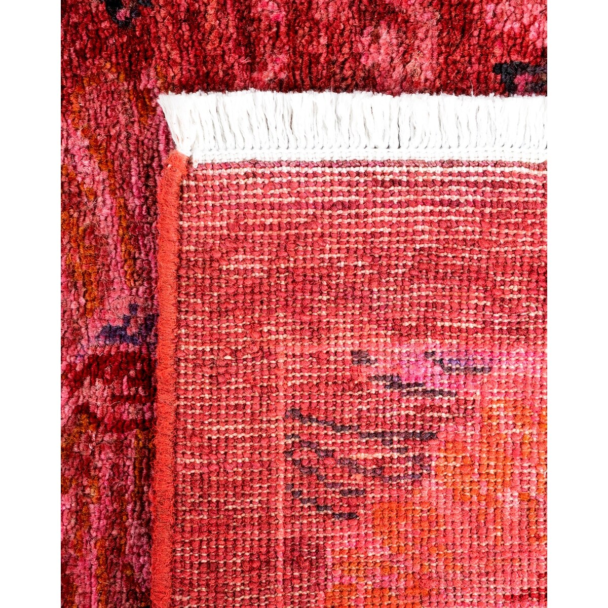 Hand Knotted Contemporary Overdyed Wool Orange Area Rug - 3' 10" x 11' 9"