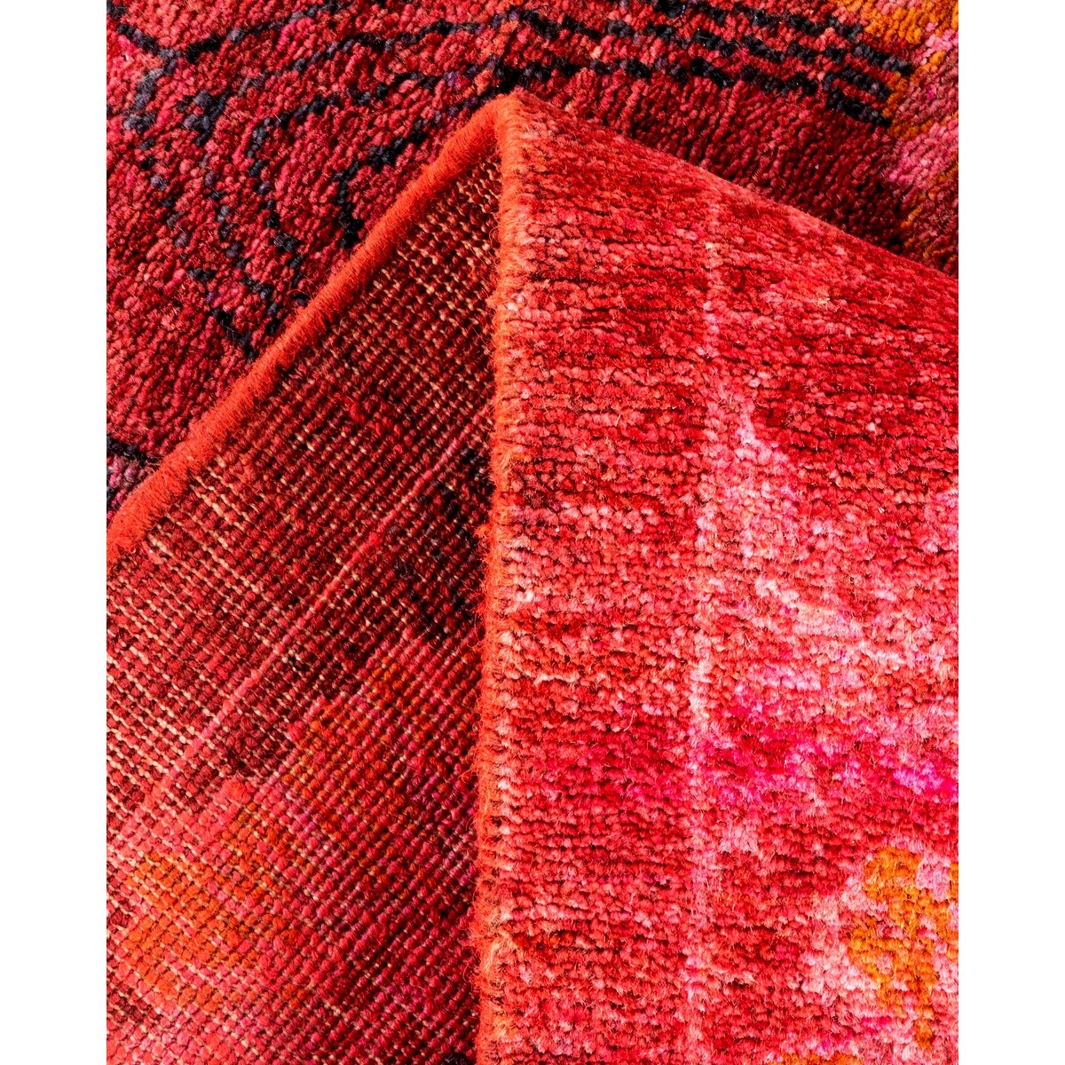 Hand Knotted Contemporary Overdyed Wool Orange Area Rug - 3' 10" x 11' 9"