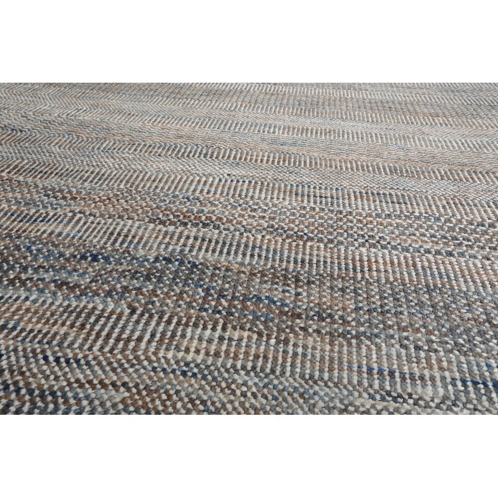 Hand Knotted Cream, Gray Grass Wool Modern & Contemporary Area Rug - 8' x 10'