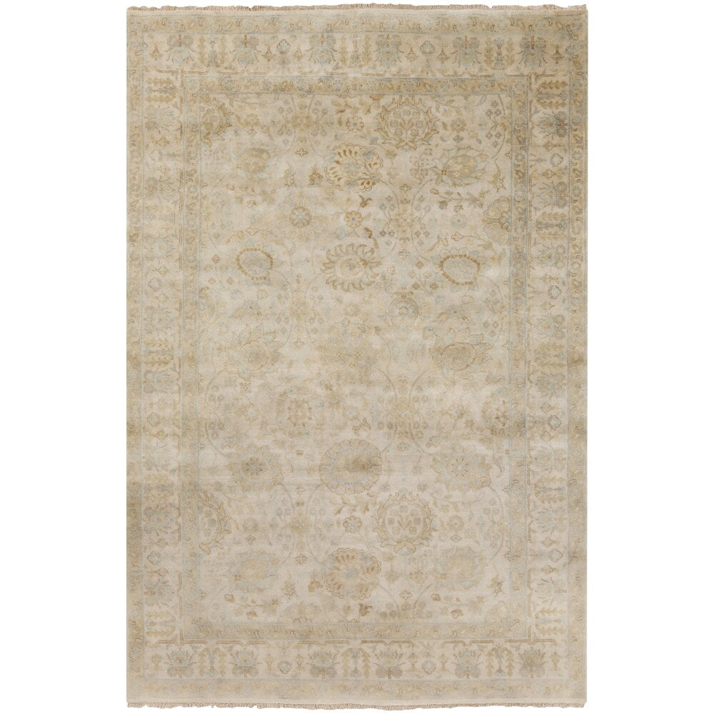 Hand-Knotted Dane Border New Zealand Wool Area Rug - 8' x 11'