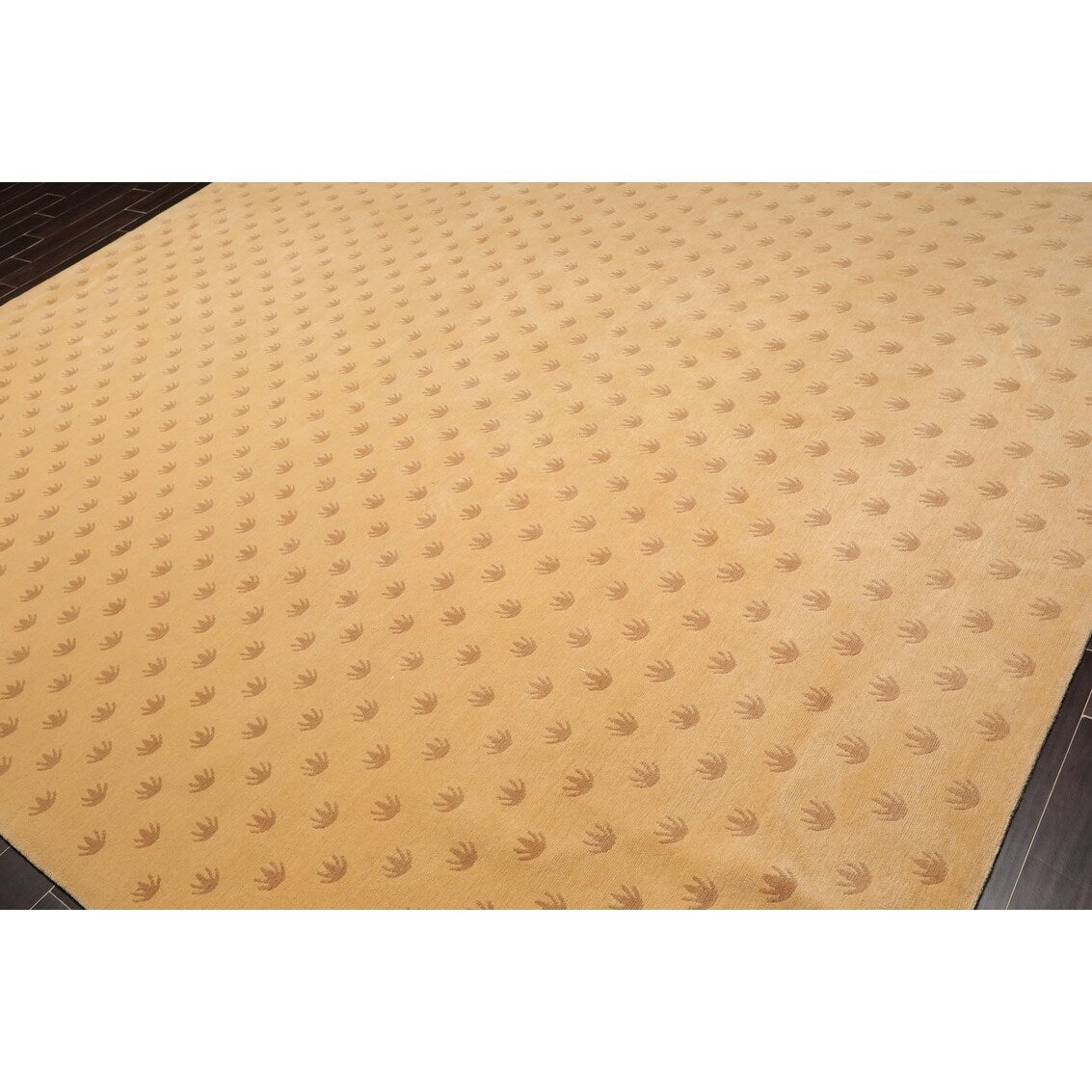 Hand Knotted Caramel, Brown Tibetan Wool Modern Oriental Area Rug (9x12) - 9' x 11' 8''
