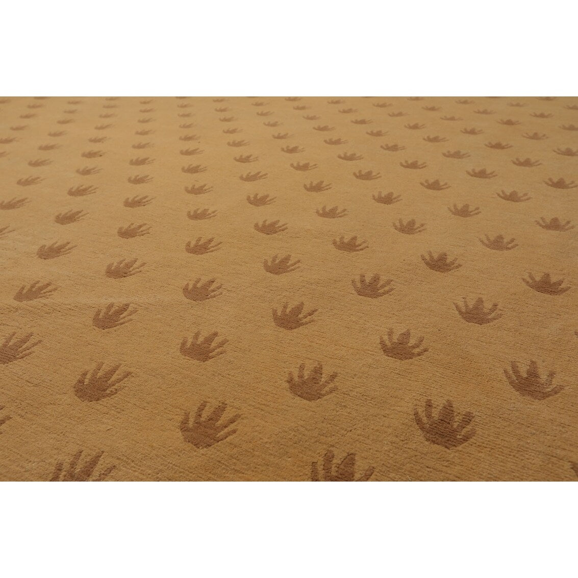 Hand Knotted Caramel, Brown Tibetan Wool Modern Oriental Area Rug (9x12) - 9' x 11' 8''