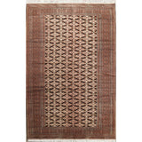 Hand Knotted Oriental Ivory Turkoman Baouch Persian Woolen Area Rug - 9'7" x 6'4"