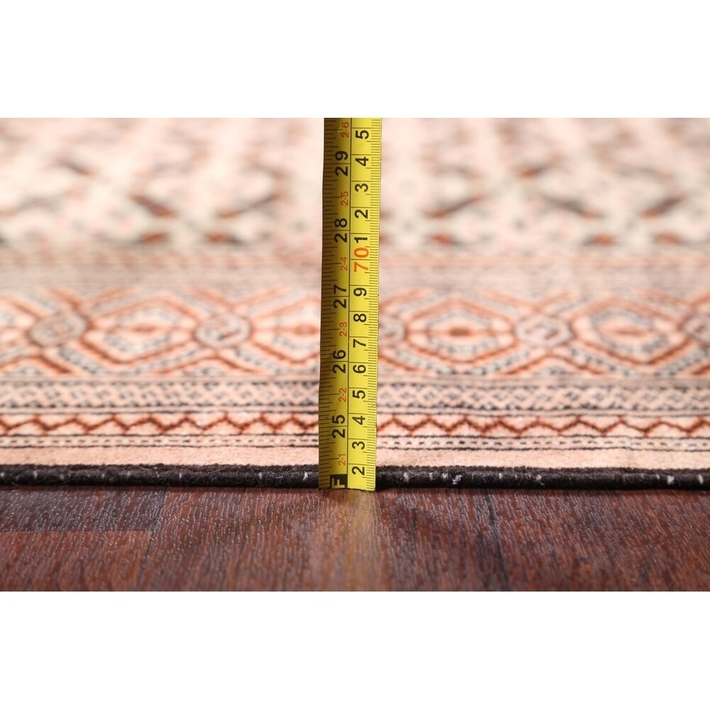 Hand Knotted Oriental Ivory Turkoman Baouch Persian Woolen Area Rug - 9'7" x 6'4"