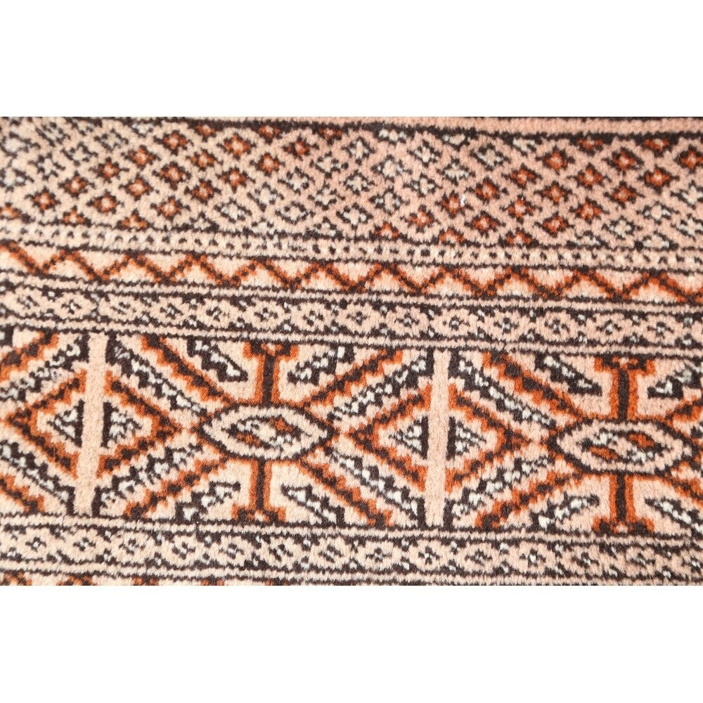 Hand Knotted Oriental Ivory Turkoman Baouch Persian Woolen Area Rug - 9'7" x 6'4"