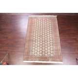 Hand Knotted Oriental Ivory Turkoman Baouch Persian Woolen Area Rug - 9'7" x 6'4"