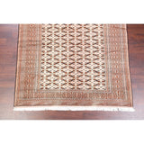 Hand Knotted Oriental Ivory Turkoman Baouch Persian Woolen Area Rug - 9'7" x 6'4"