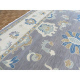 Hand Knotted Gray Oushak with Wool Oriental Rug (12' x 15'1") - 12' x 15'1"
