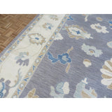 Hand Knotted Gray Oushak with Wool Oriental Rug (12' x 15'1") - 12' x 15'1"