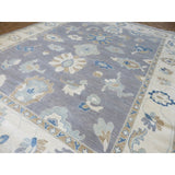 Hand Knotted Gray Oushak with Wool Oriental Rug (12' x 15'1") - 12' x 15'1"